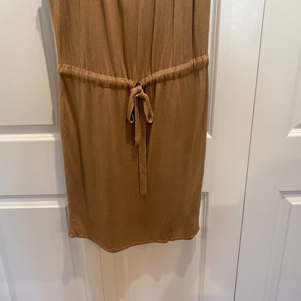 Bebe Tan and Yellow Dress w Tie Waist Size Medium - Picture 5 of 8